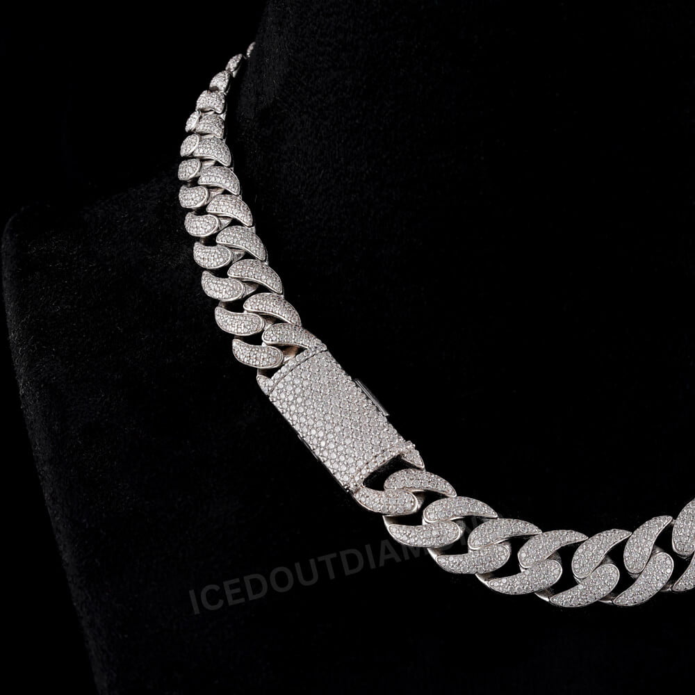 MOISSANITE Solid 925 Silver Mens 15mm Figarucci Gucci Link Prong Cuban  Bracelet